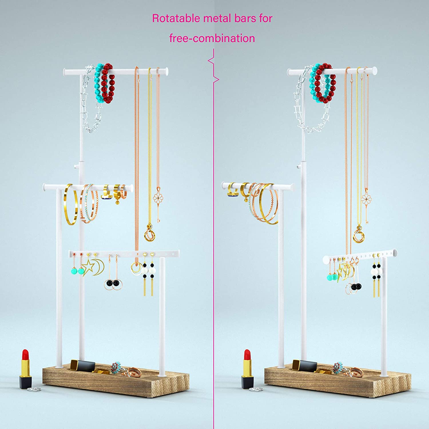 3 Tier Jewelry Organizer Display Extra Tall Necklace Holder (Carbonized Black)