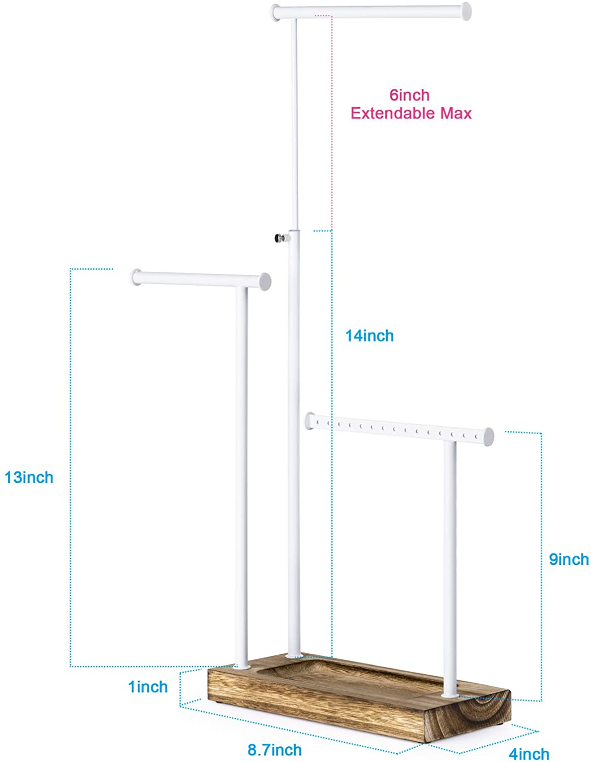 3 Tier Jewelry Organizer Display Extra Tall Necklace Holder (Carbonized Black)