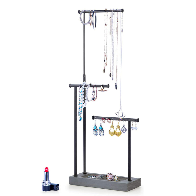 SRIWATANA 3 Tier Jewelry Organizer Display Extra Tall Necklace Holder (Weathered Grey)
