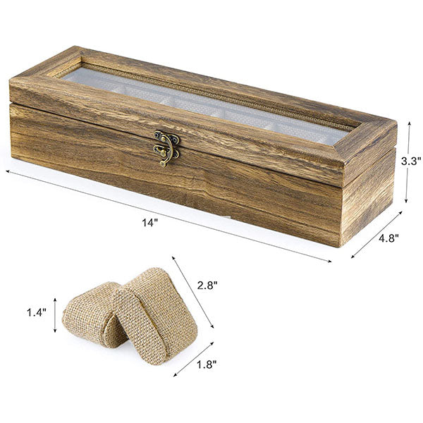 6 Slot Wood Box with Glass Top