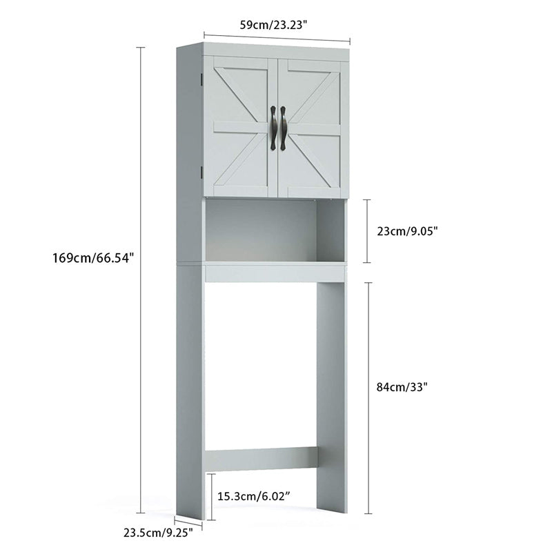 Bathroom Organizer with Adjustable Shelf With 2 Door-Gray