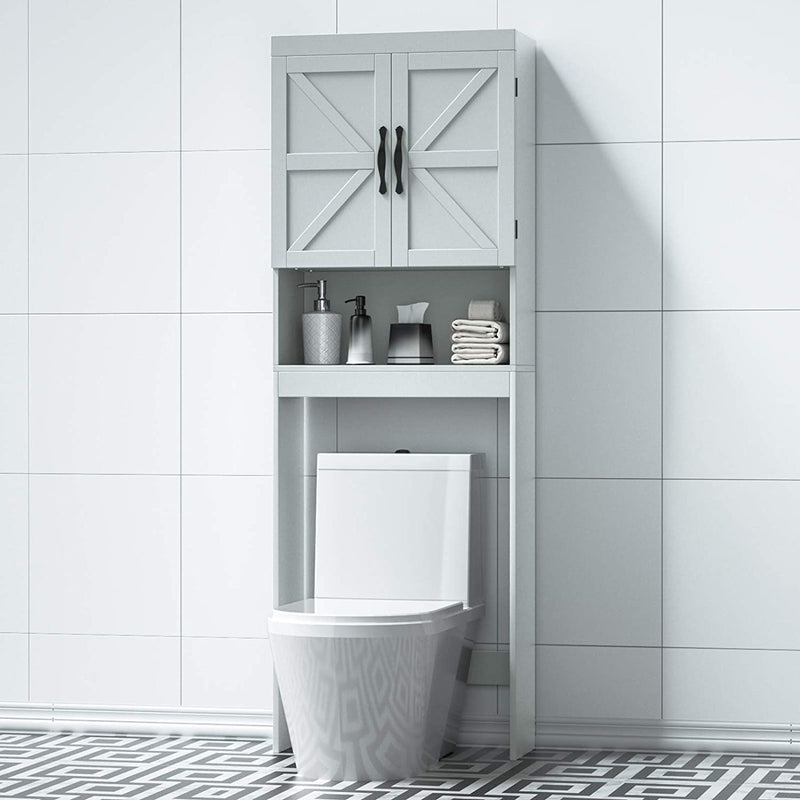 Bathroom Organizer with Adjustable Shelf With 2 Door-Gray