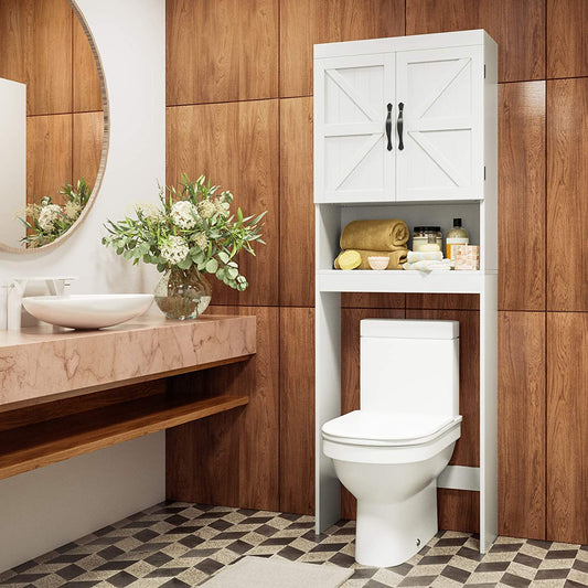 Bathroom Organizer with Adjustable Shelf With 2 Door-White