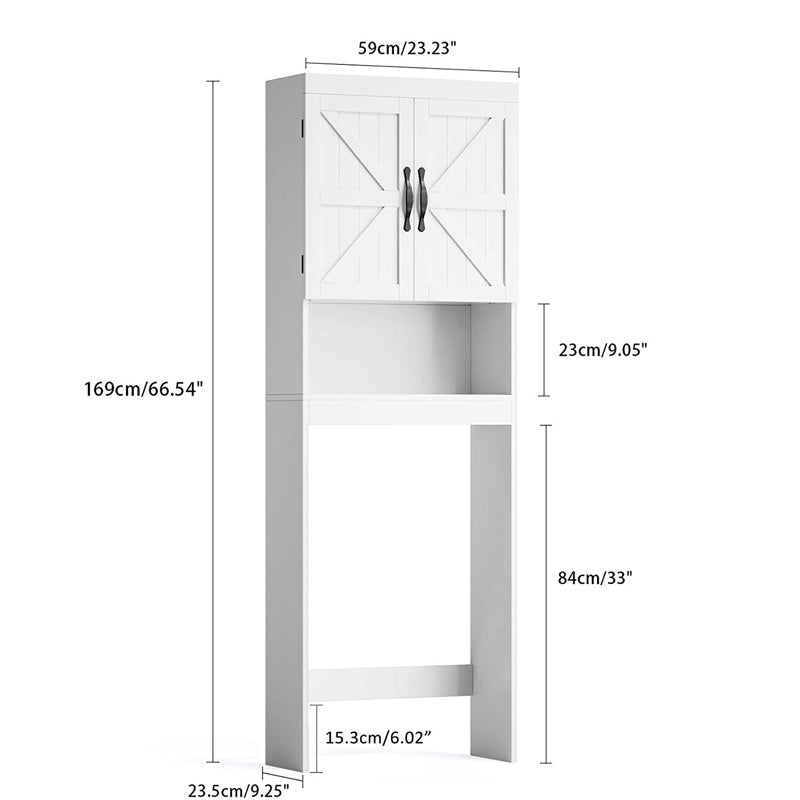 Bathroom Organizer with Adjustable Shelf With 2 Door-White