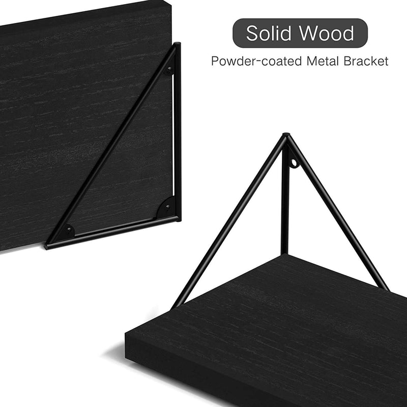 Black Floating Shelves Wall Mounted (Set of 3)