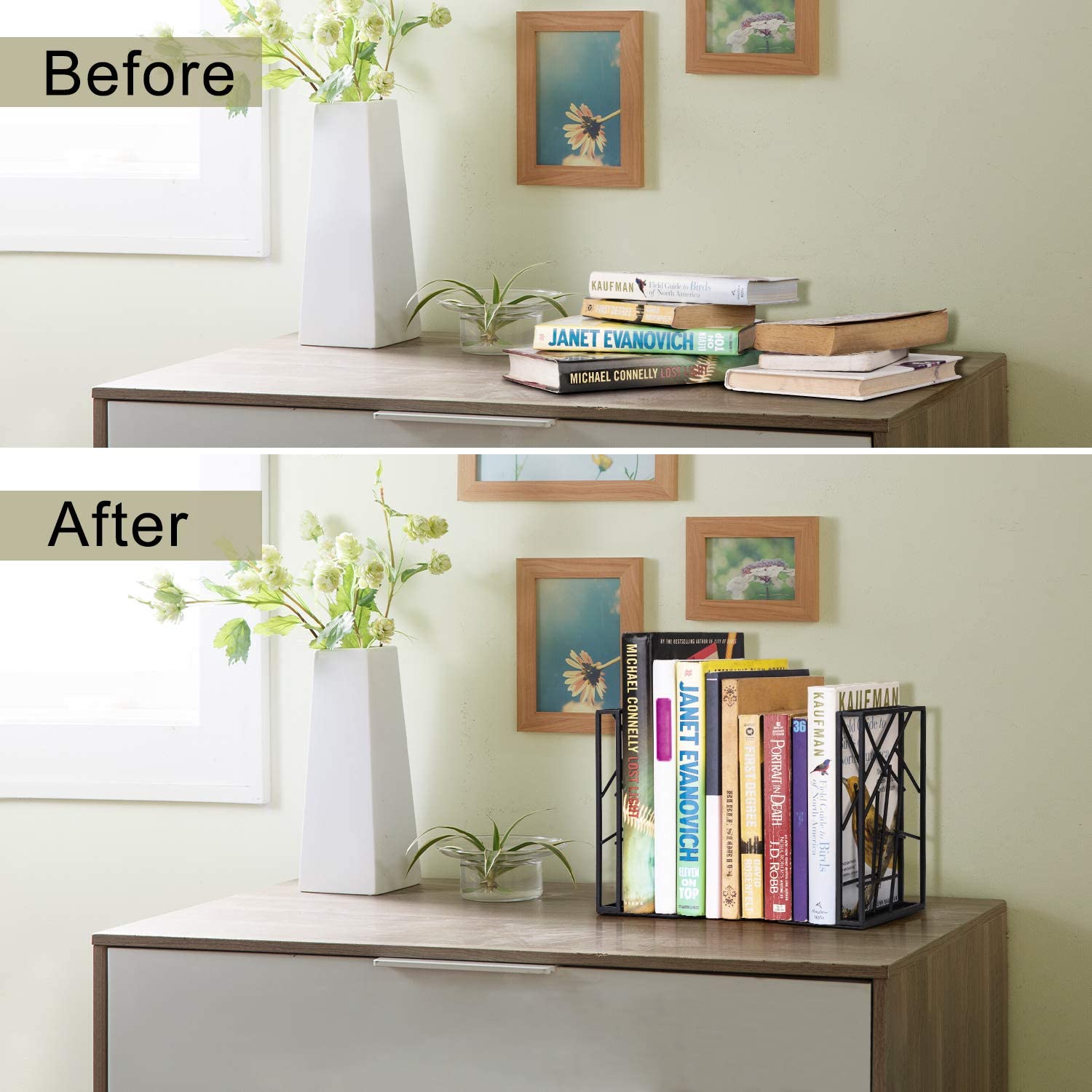 Book Ends Heavy Duty for Shelves Non-Skid & Anti-Scratching