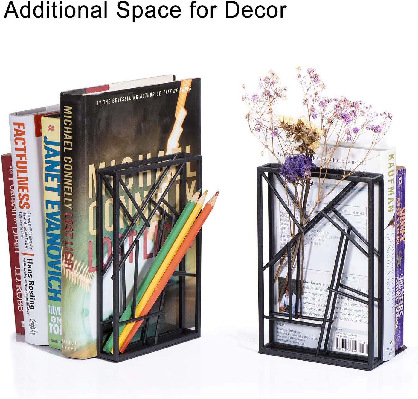 Book Ends Heavy Duty for Shelves Non-Skid & Anti-Scratching