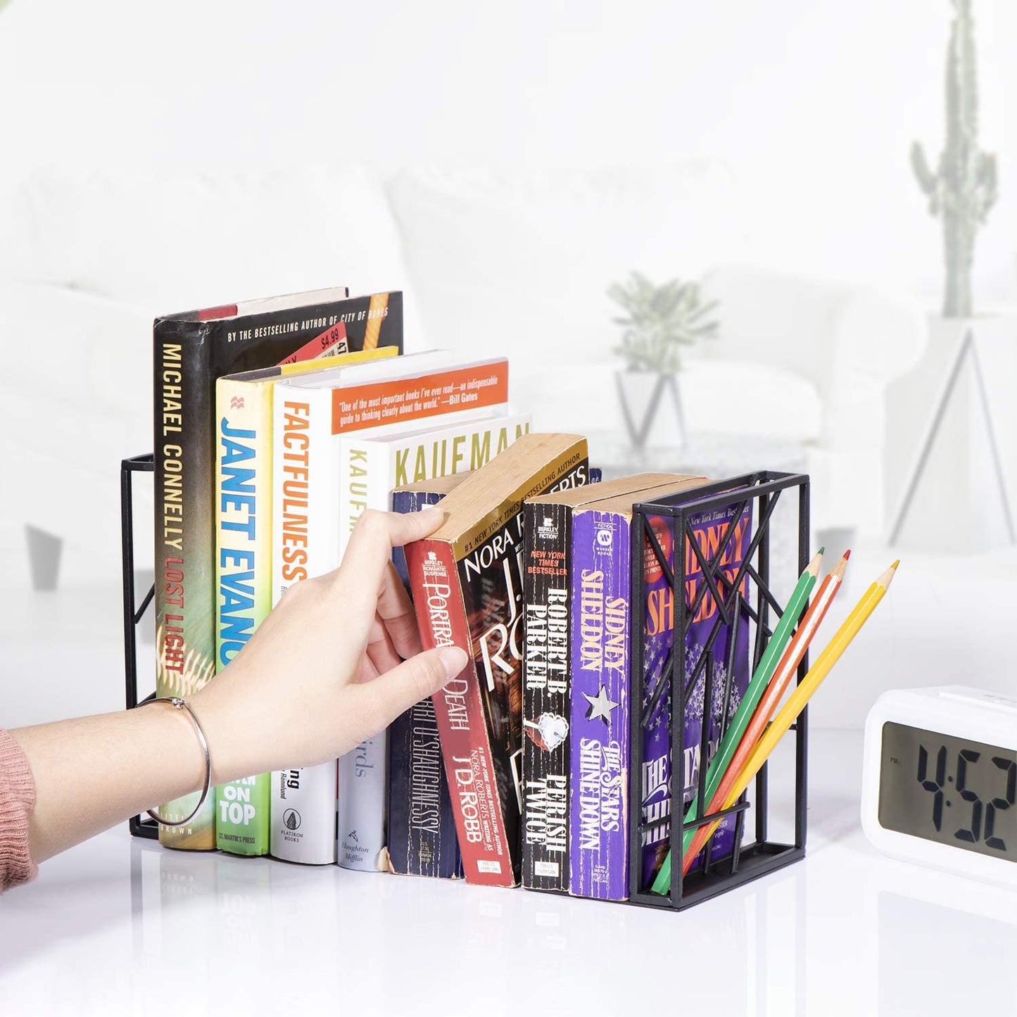 Book Ends Heavy Duty for Shelves Non-Skid & Anti-Scratching
