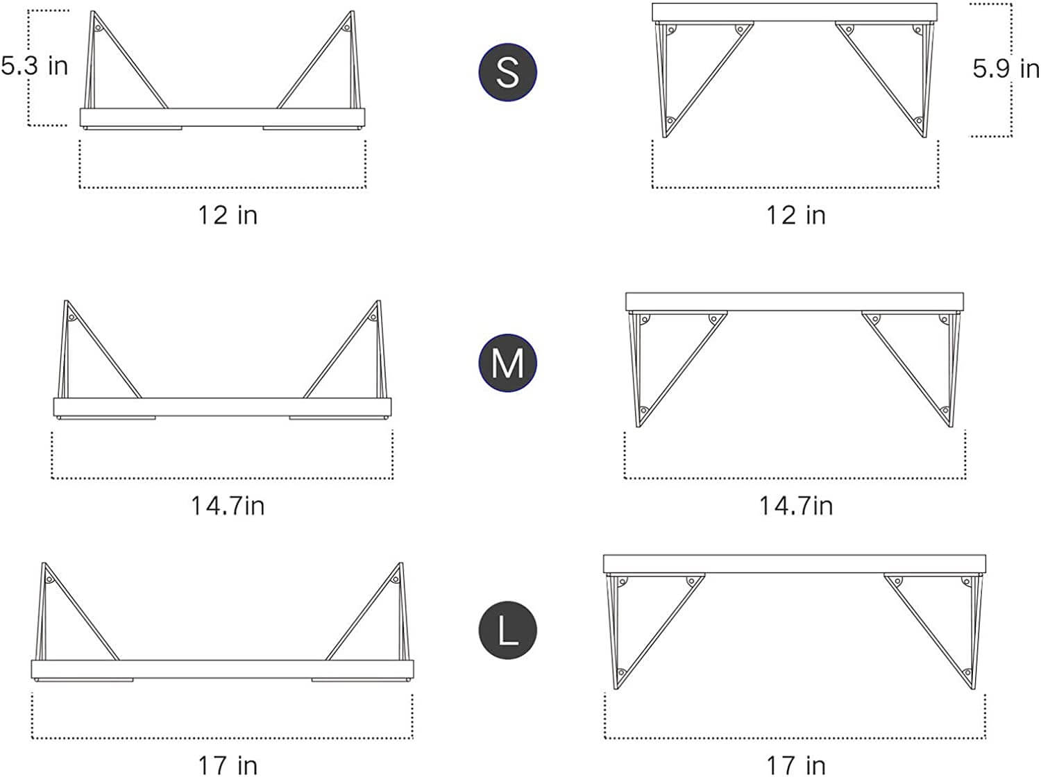 Carbonized Black  Floating Shelves Wall Mounted(Set of 3)