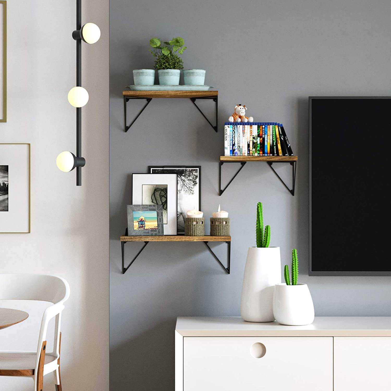 Carbonized Black  Floating Shelves Wall Mounted(Set of 3)