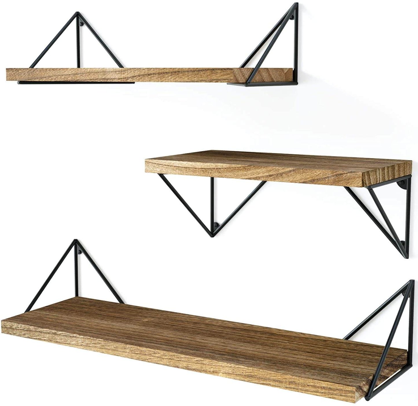 Carbonized Black  Floating Shelves Wall Mounted(Set of 3)