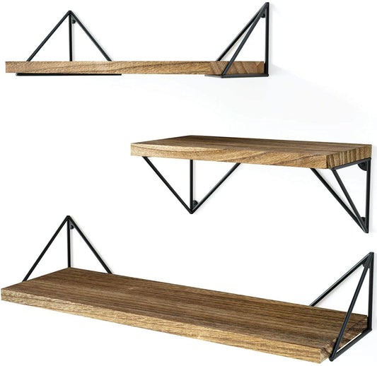 Carbonized Black  Floating Shelves Wall Mounted(Set of 3)