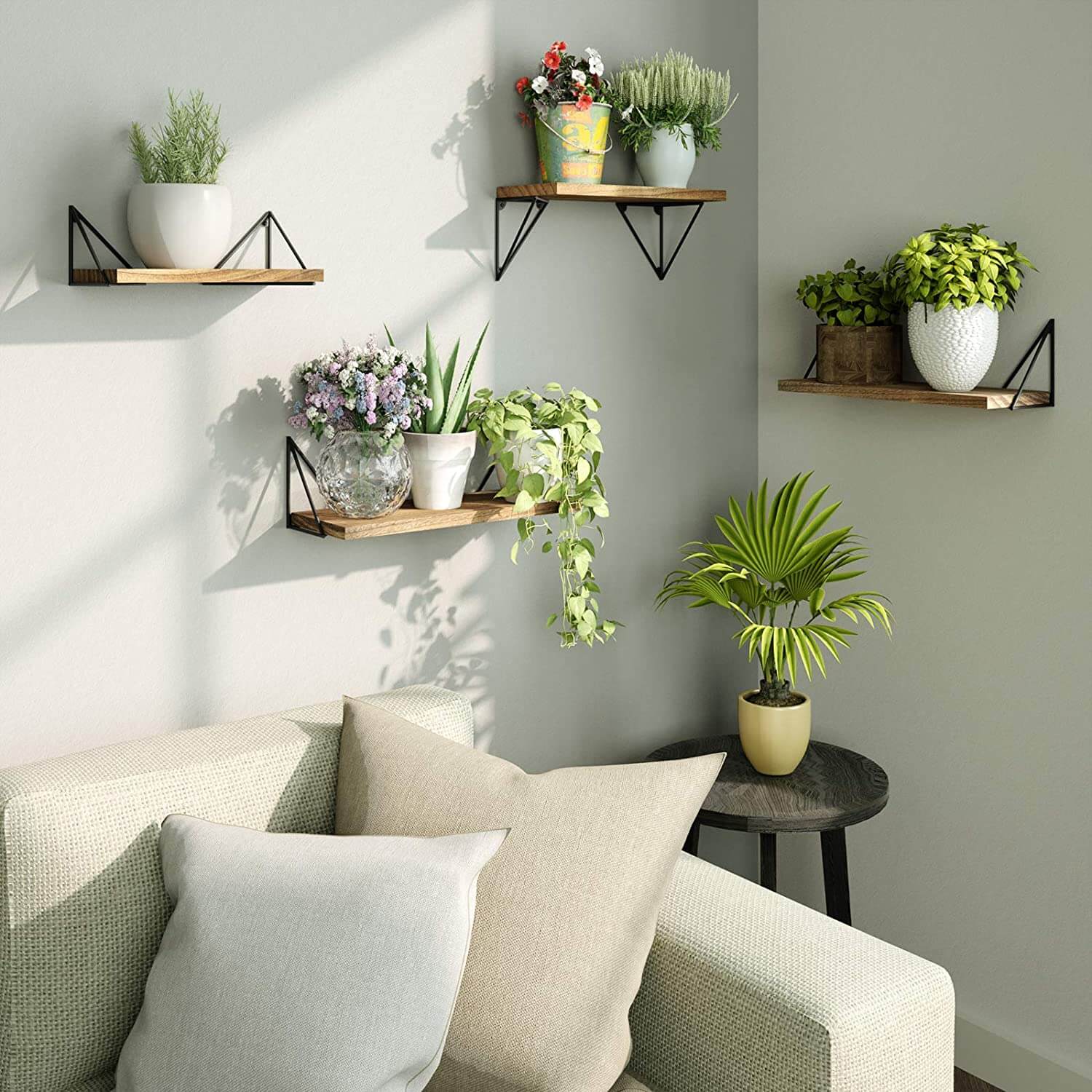 Carbonized Black  Floating Shelves Wall Mounted(Set of 3)