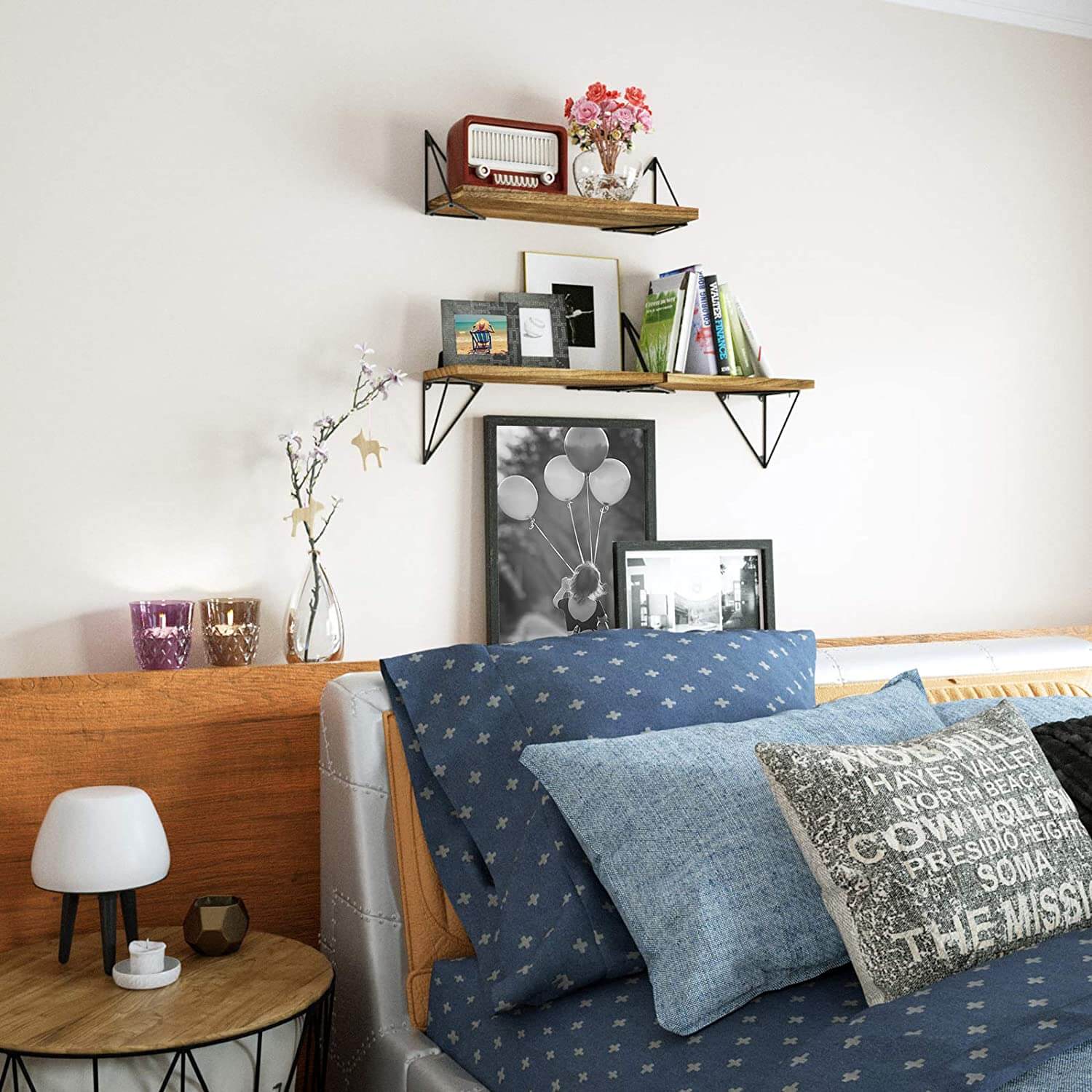 Carbonized Black  Floating Shelves Wall Mounted(Set of 3)