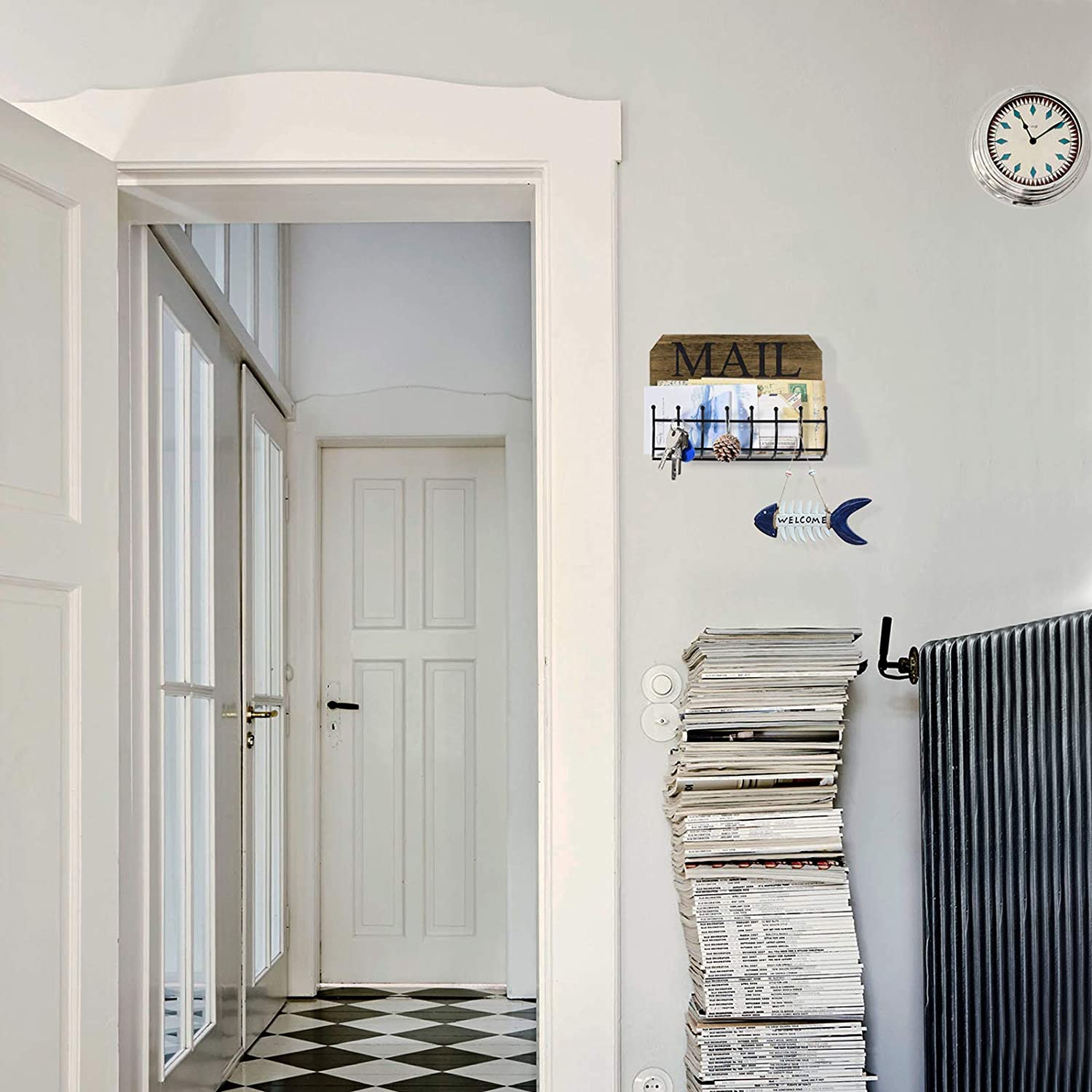 Carbonized Black Key Holder Wall Mount Mail Sorter 