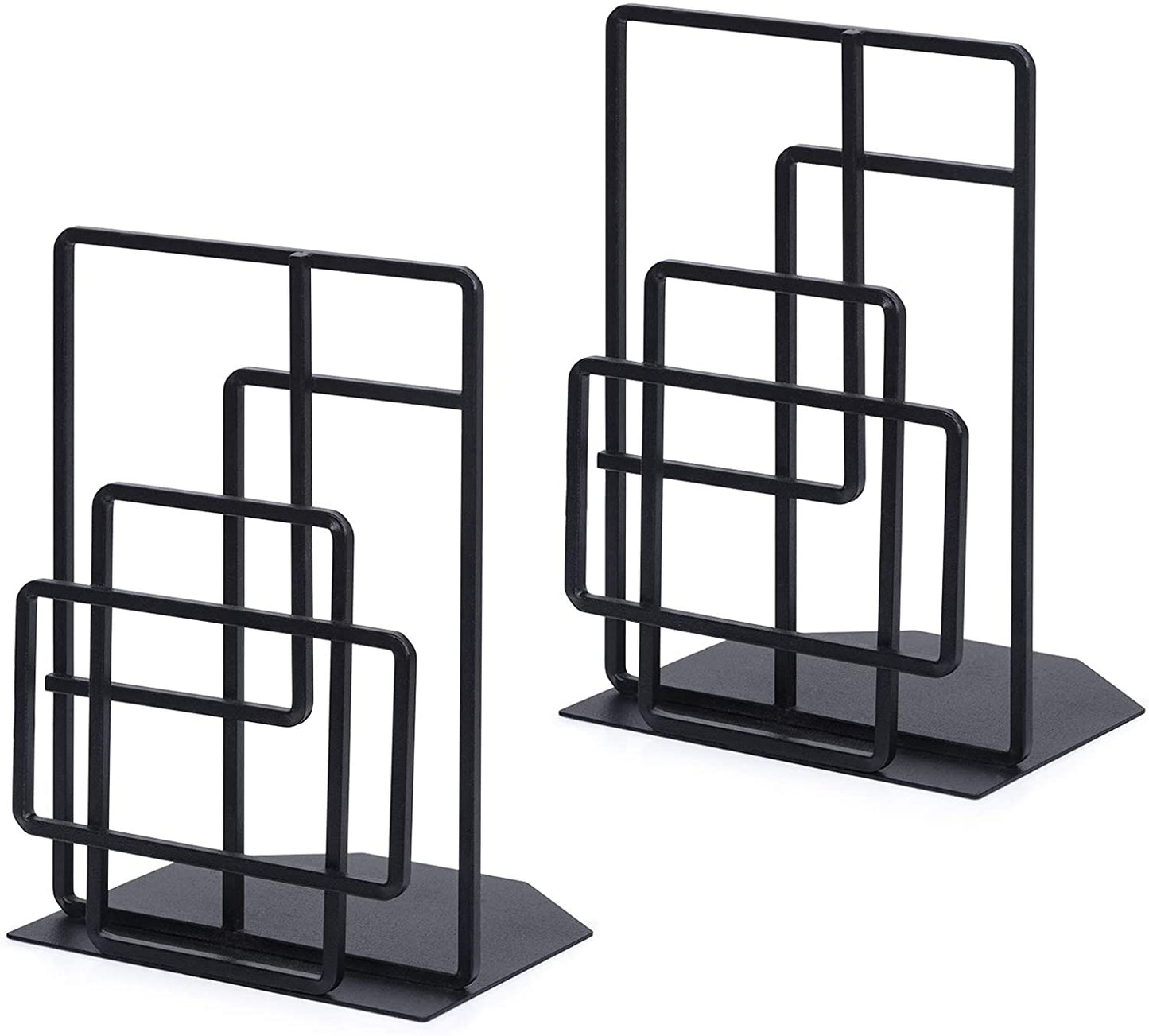 Decorative Black Bookends for Shelves with Window Lattice Design