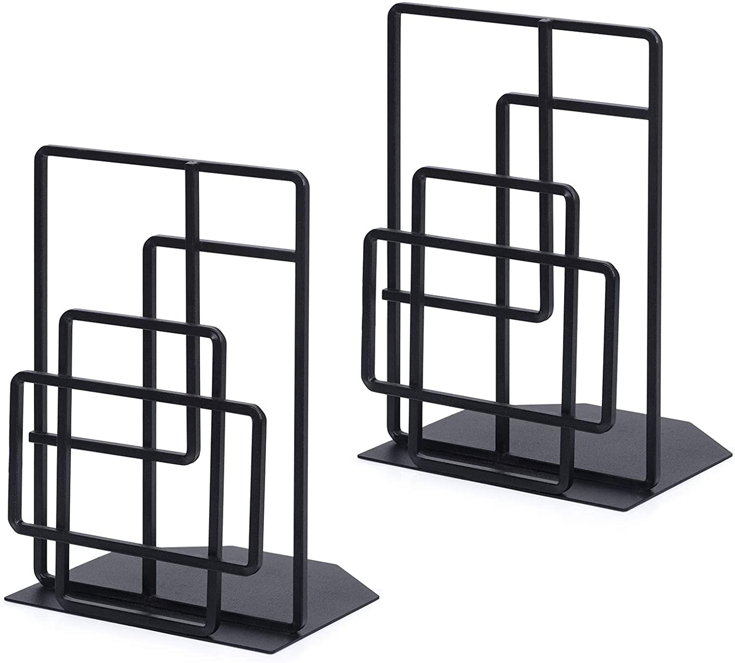 Decorative Black Bookends for Shelves with Window Lattice Design