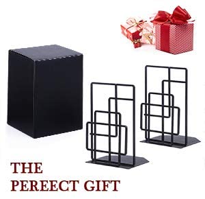 Decorative Black Bookends for Shelves with Window Lattice Design