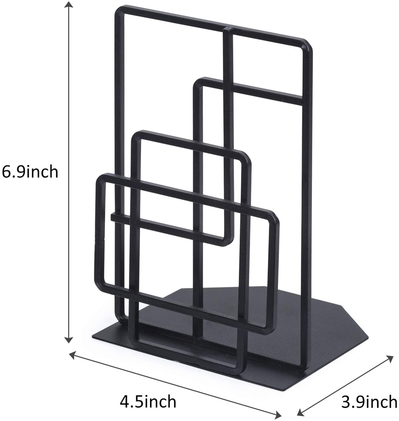 Decorative Black Bookends for Shelves with Window Lattice Design