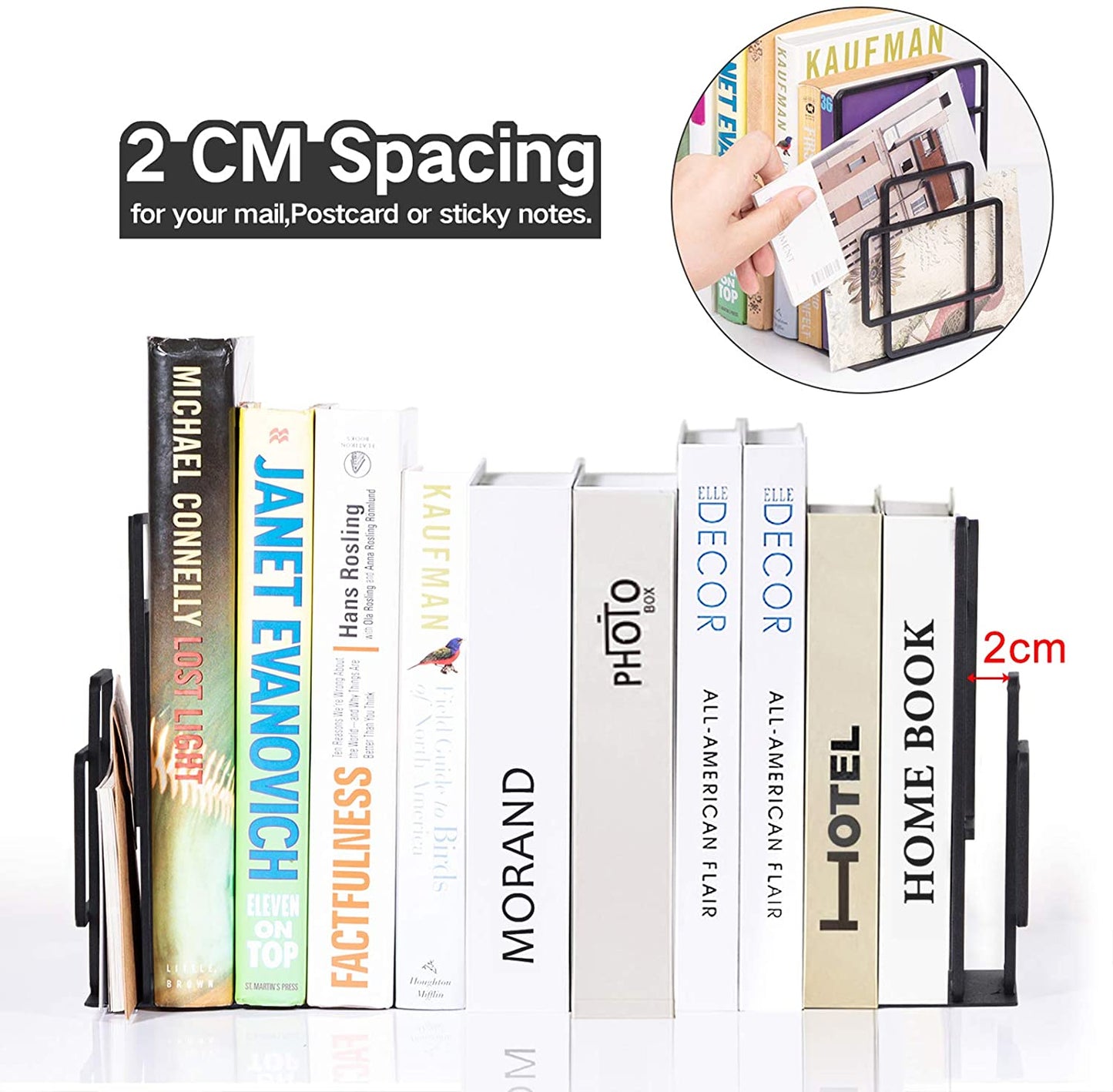 Decorative Black Bookends for Shelves with Window Lattice Design
