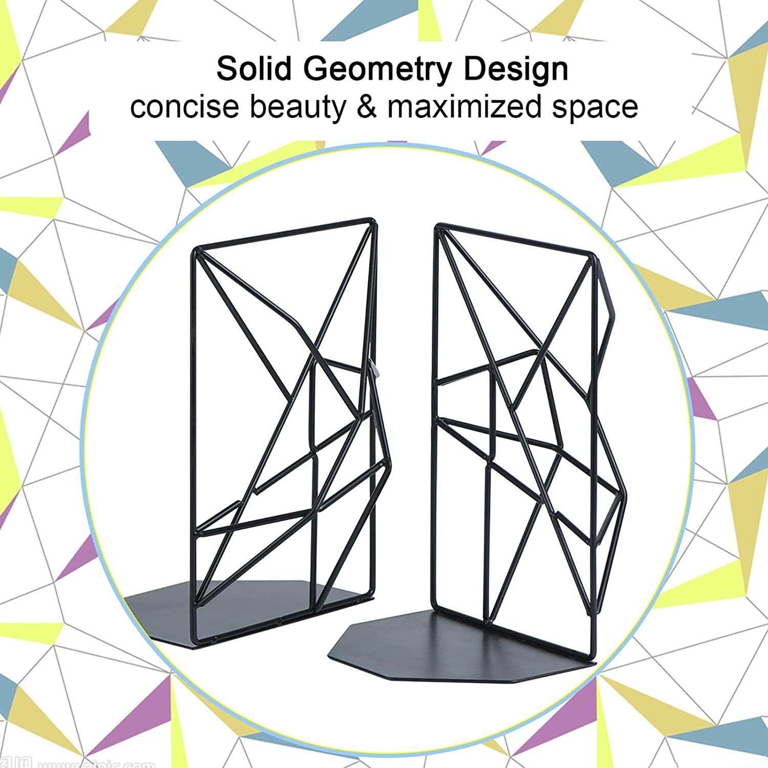 Decorative Metal Book Ends Supports for Shelves(2 Pieces)