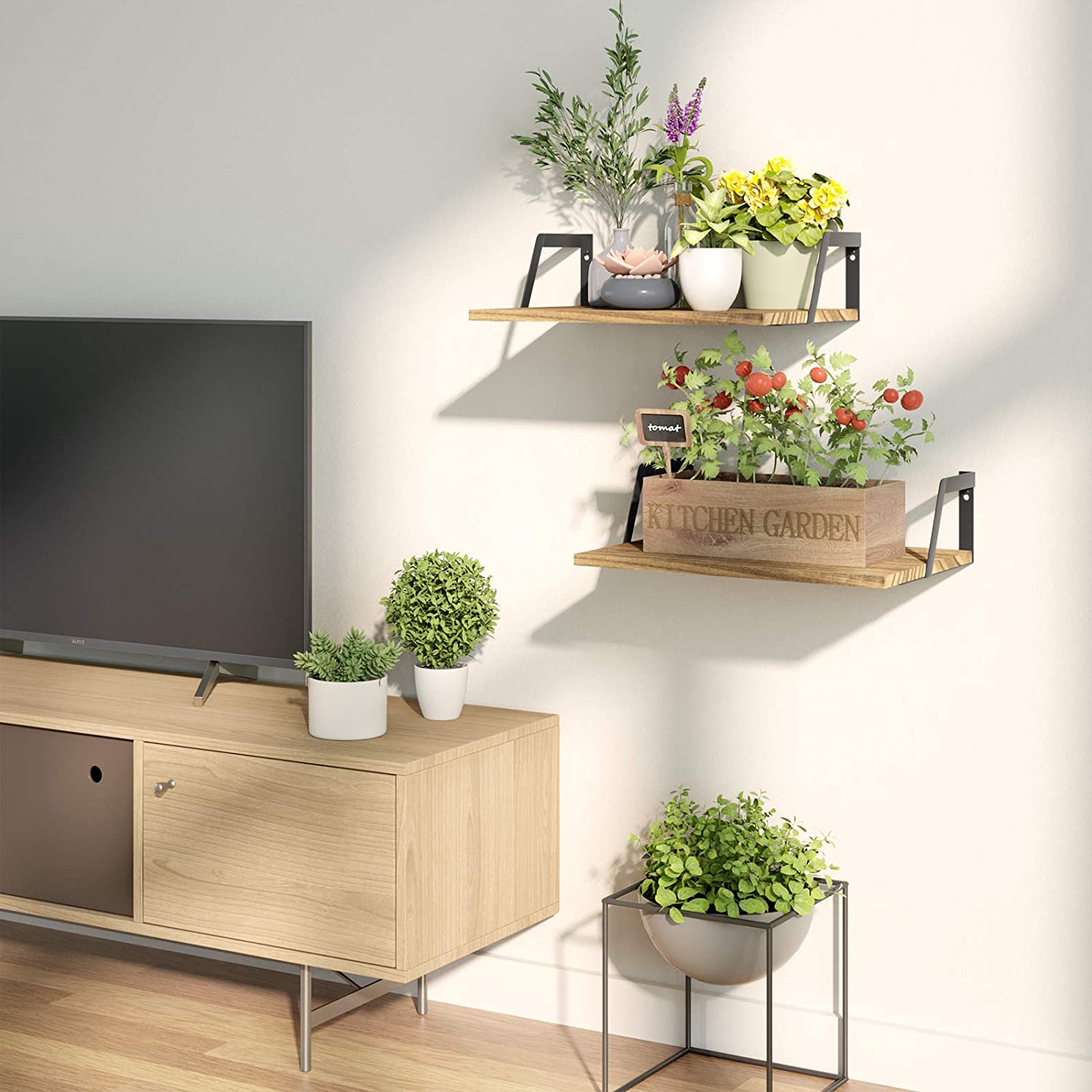 Floating Shelves Wall Mounted Set of 2 (Carbonized Black)
