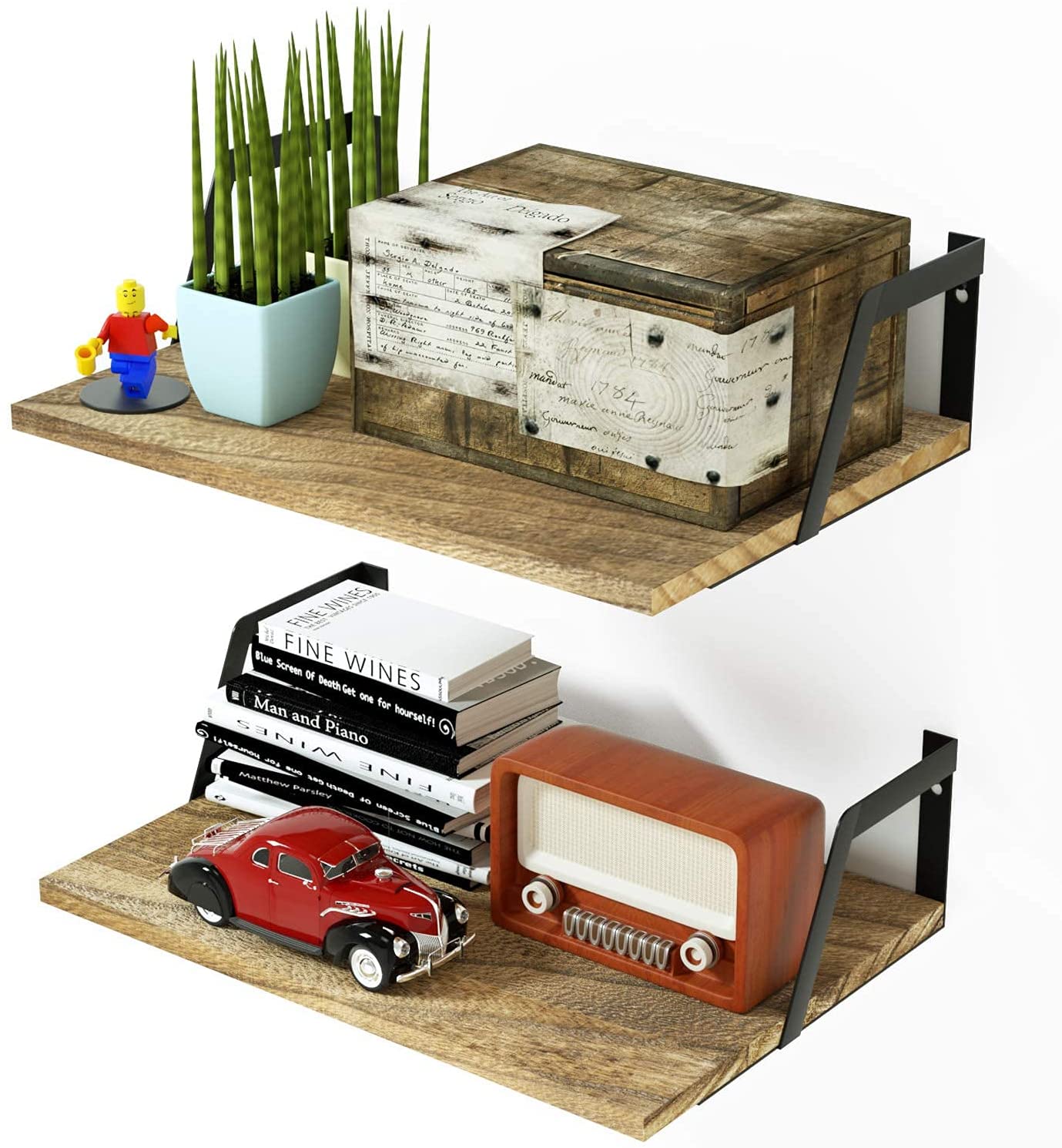 Floating Shelves Wall Mounted Set of 2 (Carbonized Black)