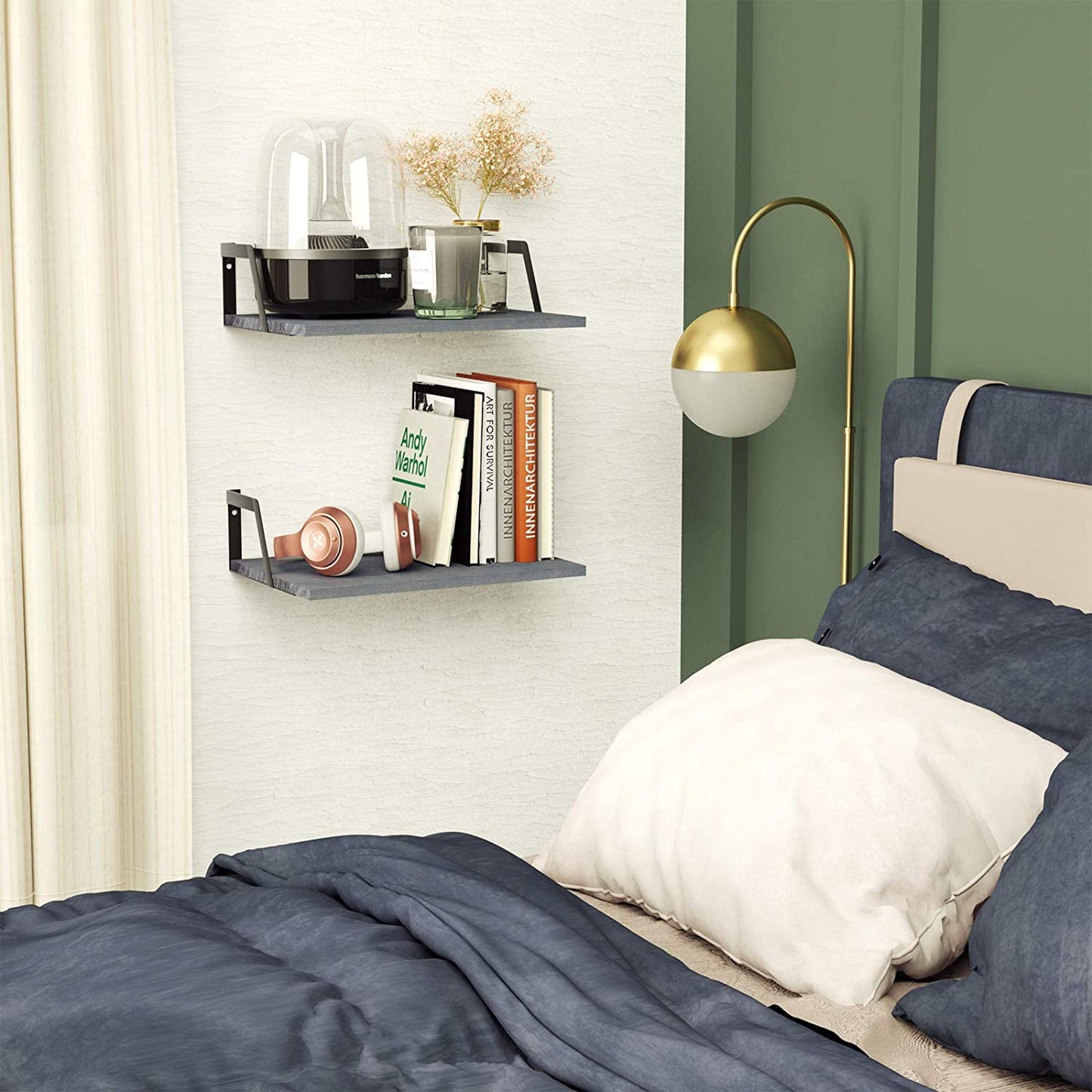 Floating Shelves Wall Mounted Set of 2 (Weathered Gray)
