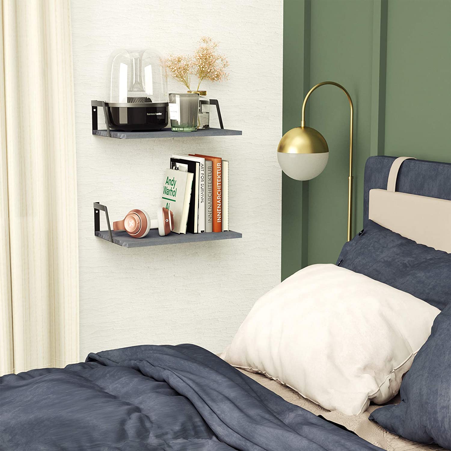 Floating Shelves Wall Mounted Set of 2 (Weathered Gray)