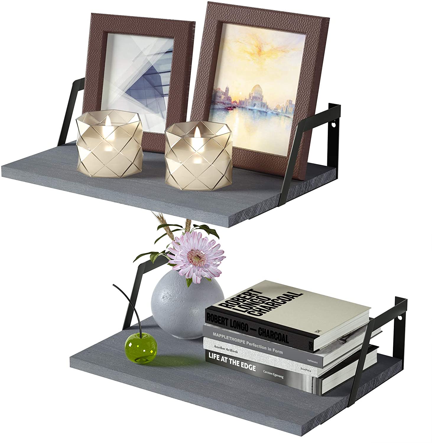 Floating Shelves Wall Mounted Set of 2 (Weathered Gray)