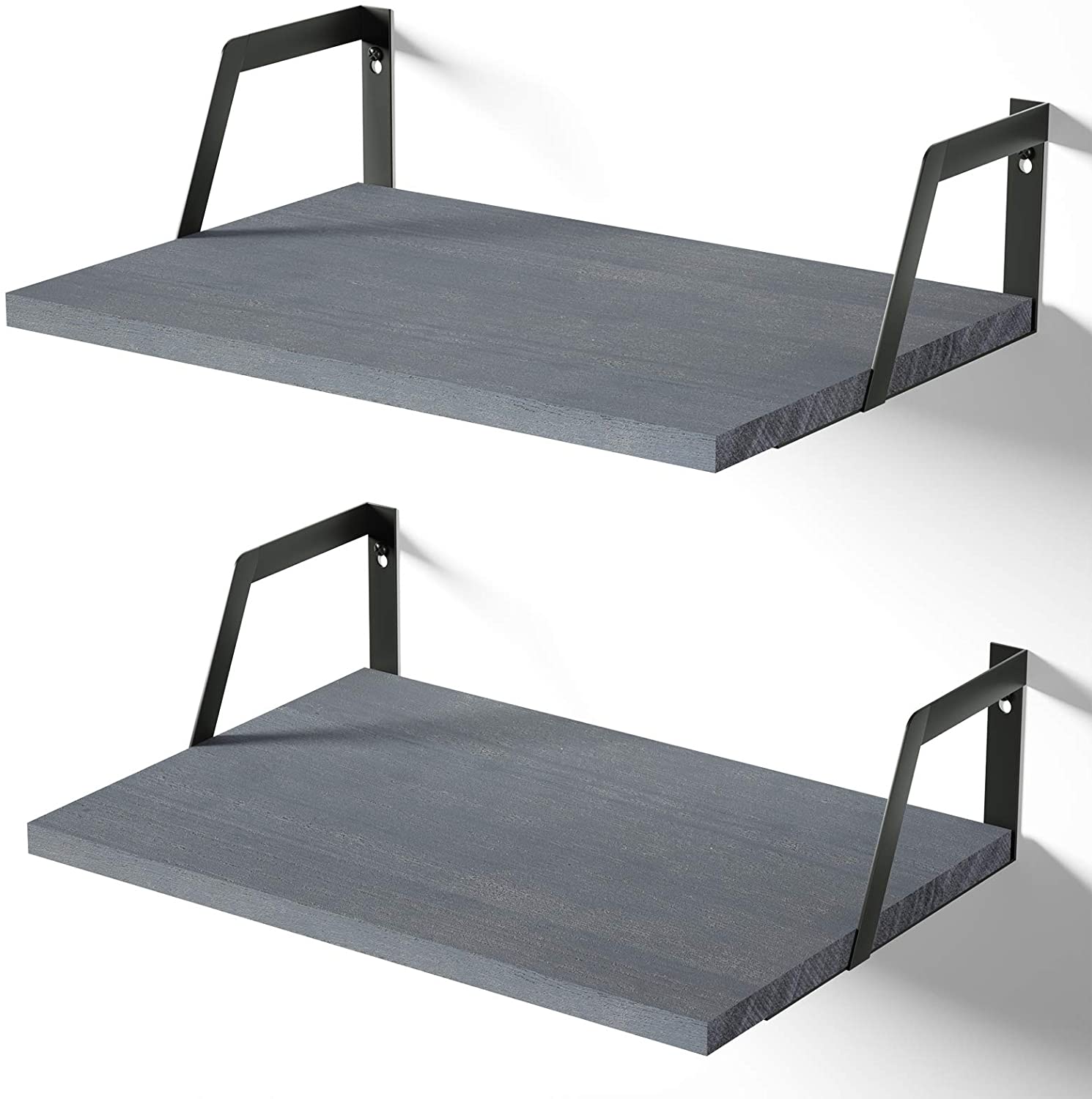 Floating Shelves Wall Mounted Set of 2 (Weathered Gray)
