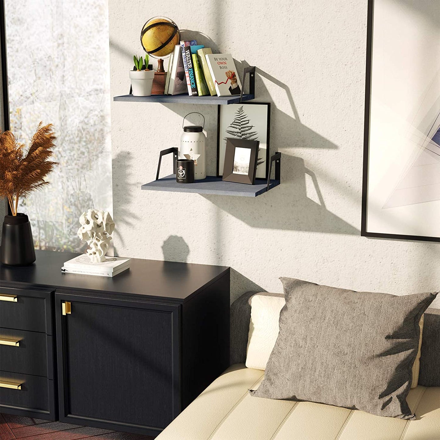 Floating Shelves Wall Mounted Set of 2 (Weathered Gray)