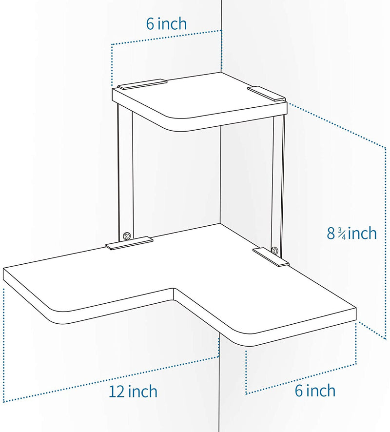 SRIWATANA 2-Tier Rustic Corner Shelf (Weathered Grey)