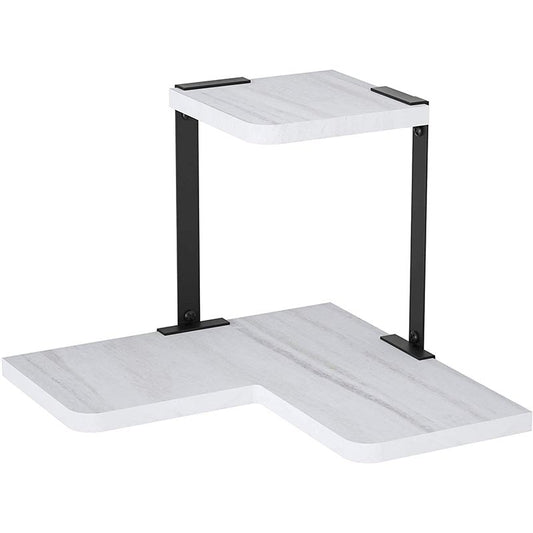  SRIWATANA 2-Tier Rustic Corner Shelf (White)