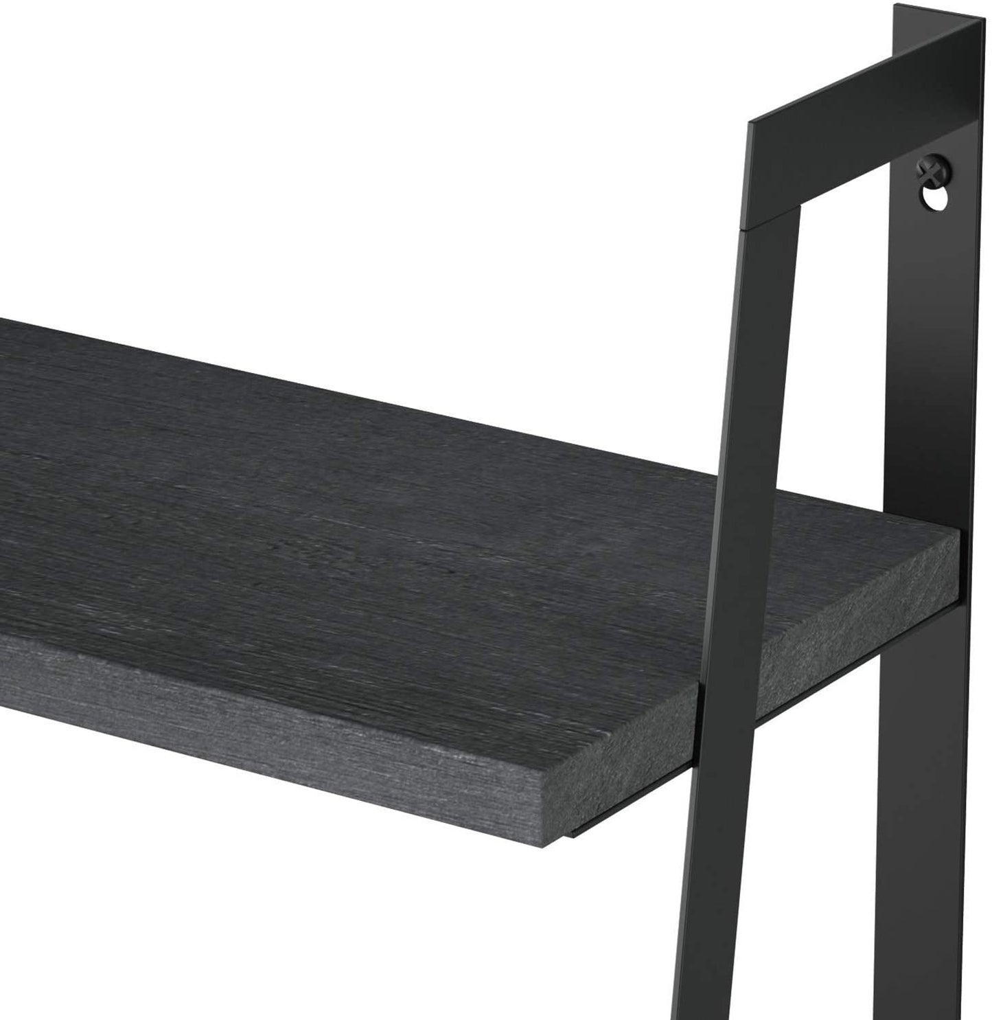 SRIWATANA  2-Tier Rustic Wood Shelves (Black)