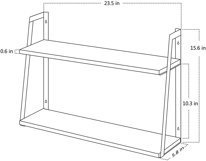 SRIWATANA  2-Tier Rustic Wood Shelves (Carbonized Black)