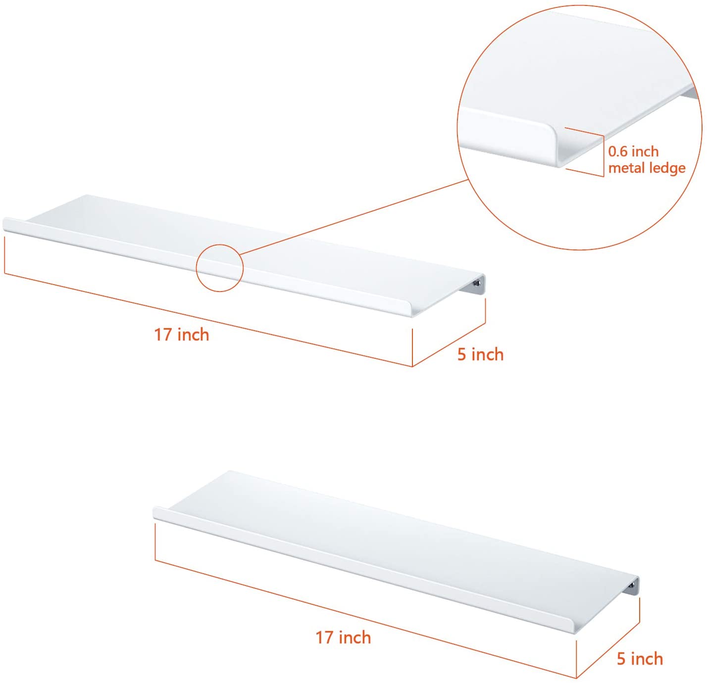 SRIWATANA 2 Set Black Metal Wall Shelves (Matte White)