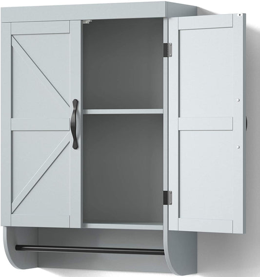 SRIWATANA Bathroom Wall Cabinet, 2-Door Medicine Cabinet with Adjustable ShelfSRIWATANA® 2-Door Medicine Cabinet with Adjustable Shelf-Gray