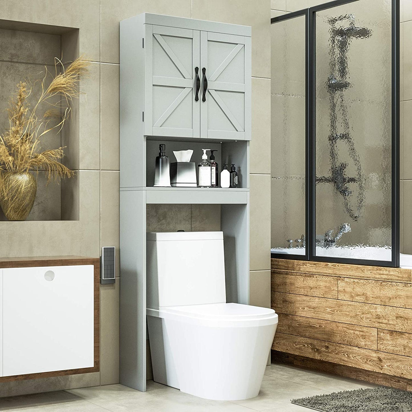 SRIWATANA® Over The Toilet Storage Cabinet with Adjustable Shelf