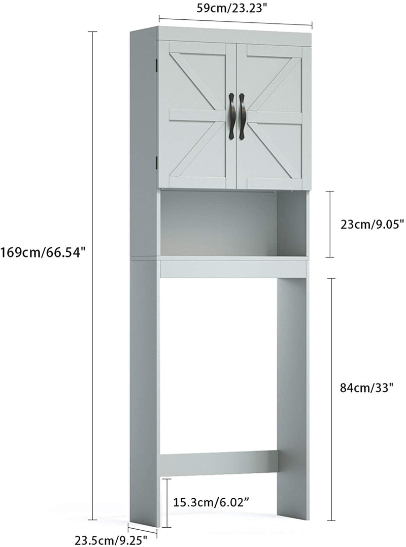 Bathroom Wall Cabinet Medicine Cabinet, Over The Toilet Storage Cabinet  Organizer Space Saver with Double Door and Adjustable Shelf, Gray