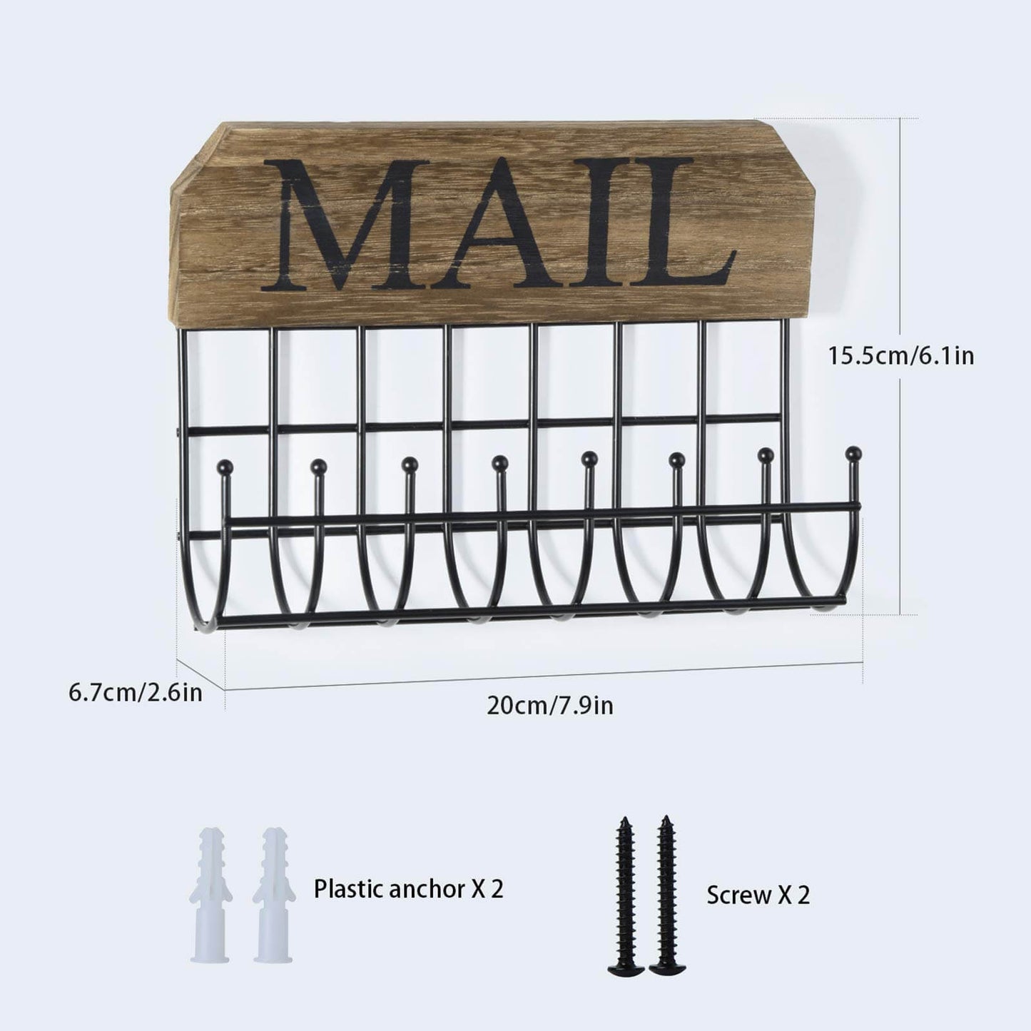 SRIWATANA® Rustic Key Holder Wall Mount Mail Sorter 