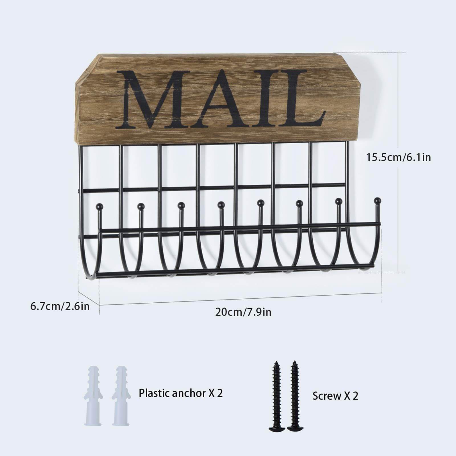 SRIWATANA® Rustic Key Holder Wall Mount Mail Sorter 