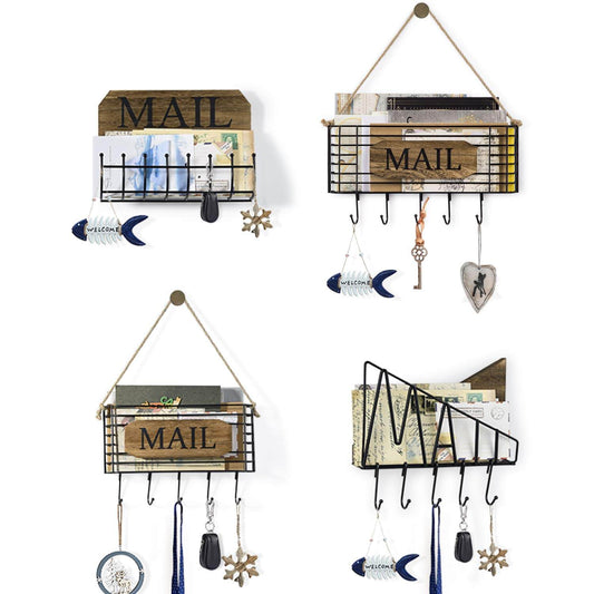 SRIWATANA® Rustic Key Holder Wall Mount Mail Sorter 