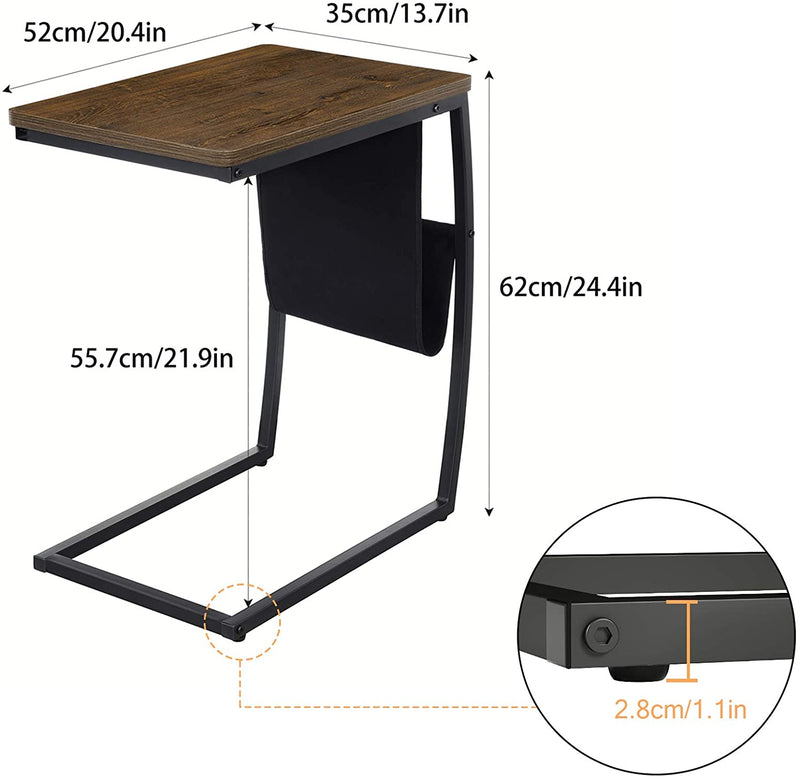 SRIWATANA® Vintage Sofa Side Couch Table with Side Pocket