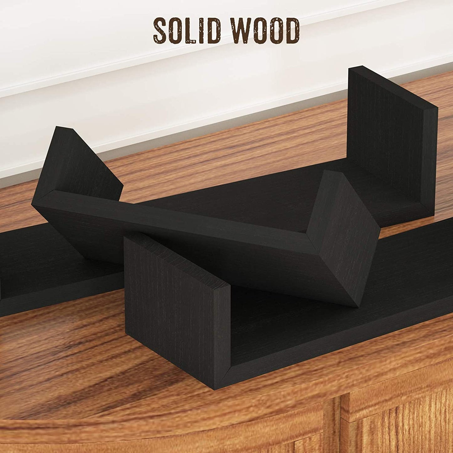 SRIWATANA® Carbonized Black Floating Shelves Wall Mounted (Set of 3)