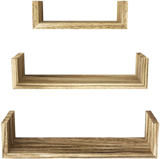 SRIWATANA Set of 3 Floating Shelves Wall Mounted (Carbonized Black)