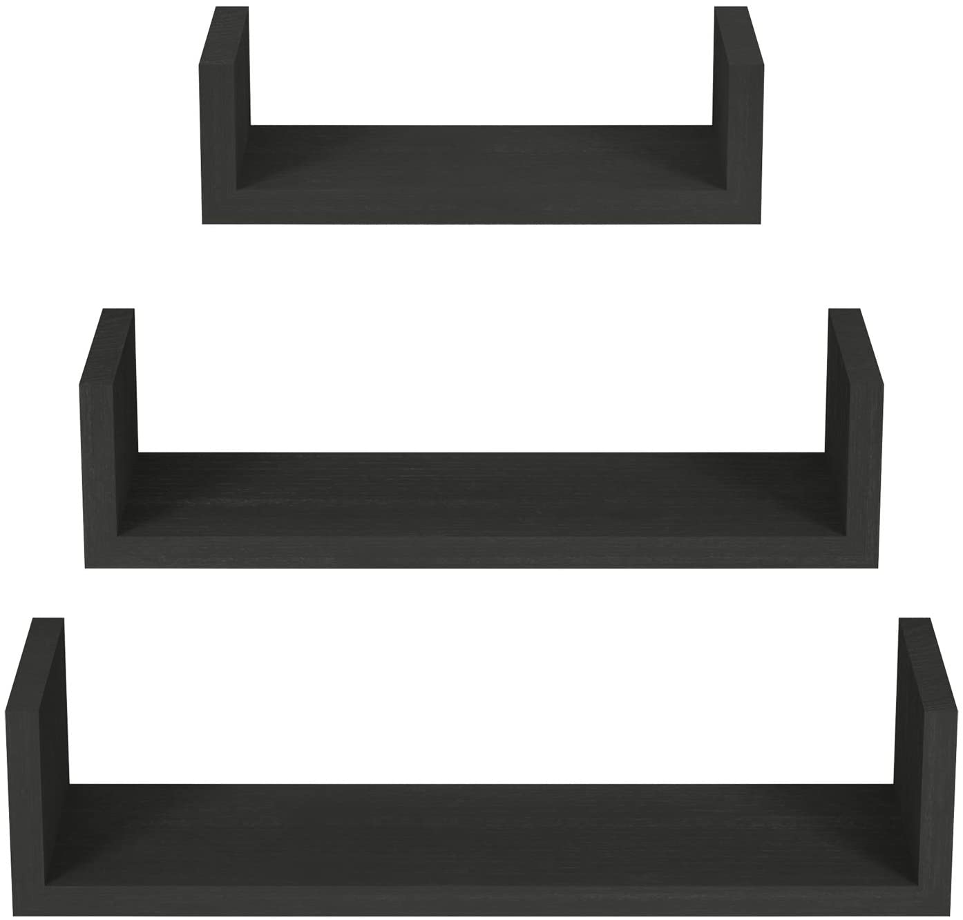 SRIWATANA® Carbonized Black Floating Shelves Wall Mounted (Set of 3)