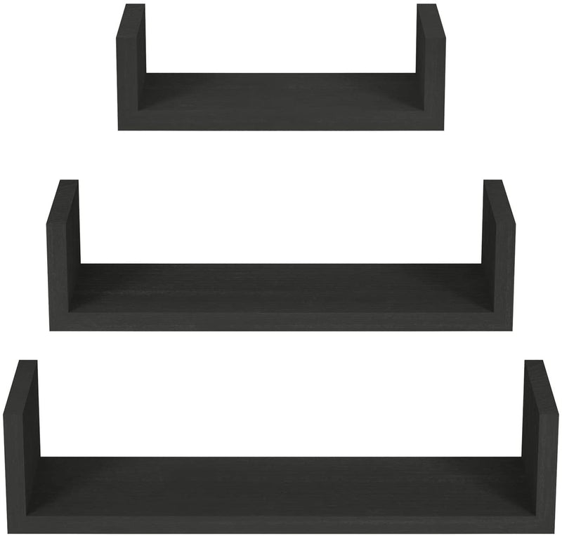 SRIWATANA® Carbonized Black Floating Shelves Wall Mounted (Set of 3)