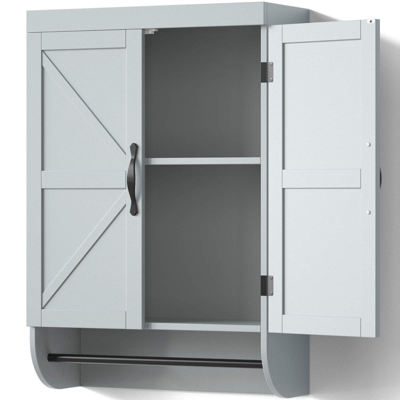 SRIWATANA Over The Toilet Storage Cabinet, Bathroom Organizer with  Adjustable Shelf, 2-Door Toilet Storage Rack, Gray