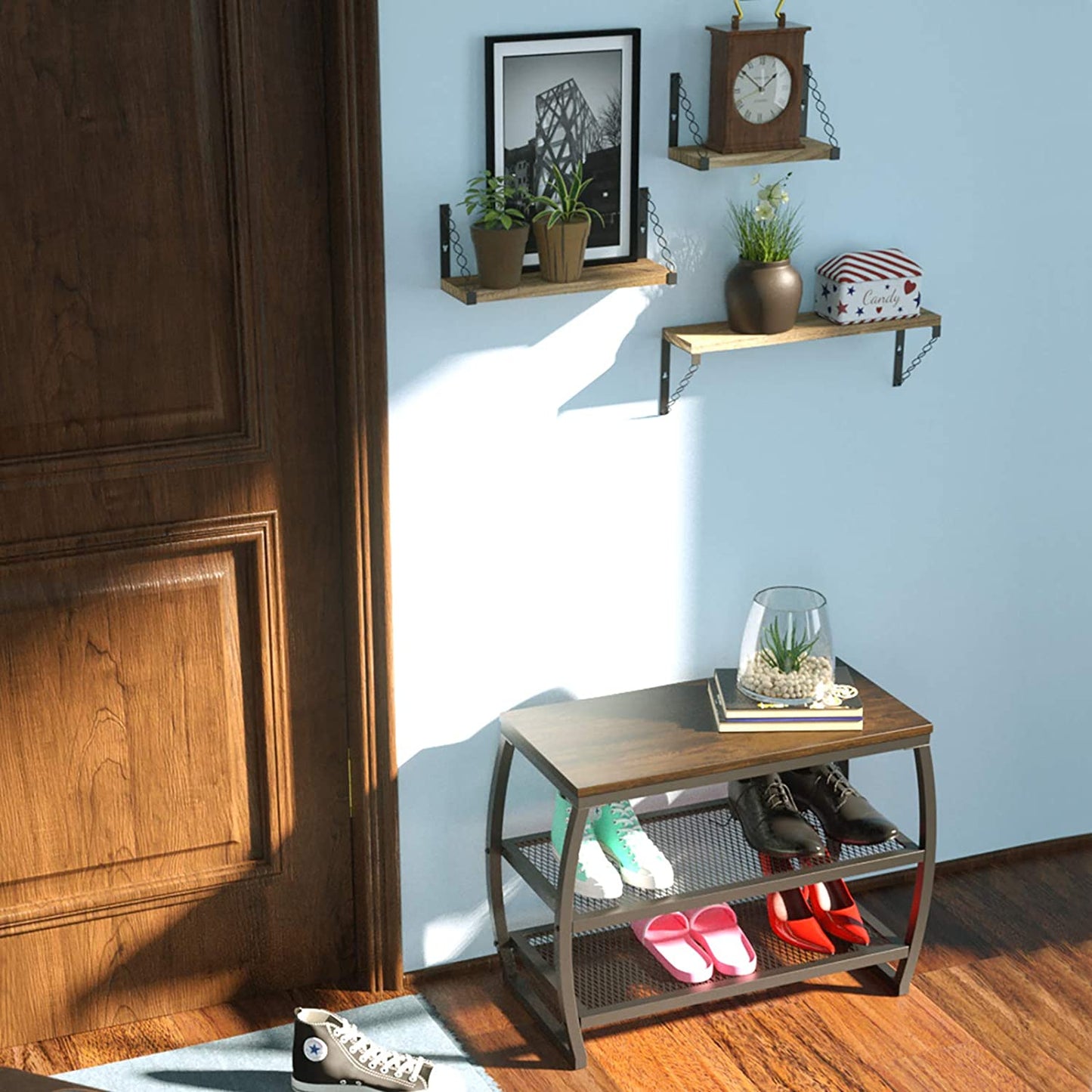 Vintage 3-Tier Heavy Duty Shoe Organizer Storage Shelf 